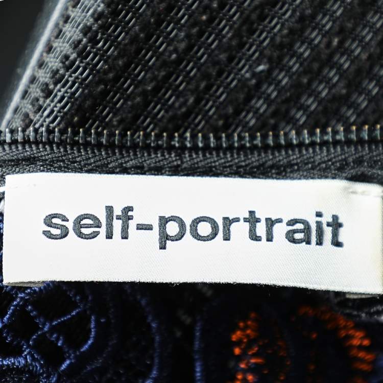 Pre Owned Self-Portrait Navy Blue Lace Summer Top M