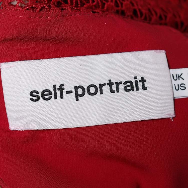 Pre Owned Self- Portrait Red Lace Hall Mini Dress S