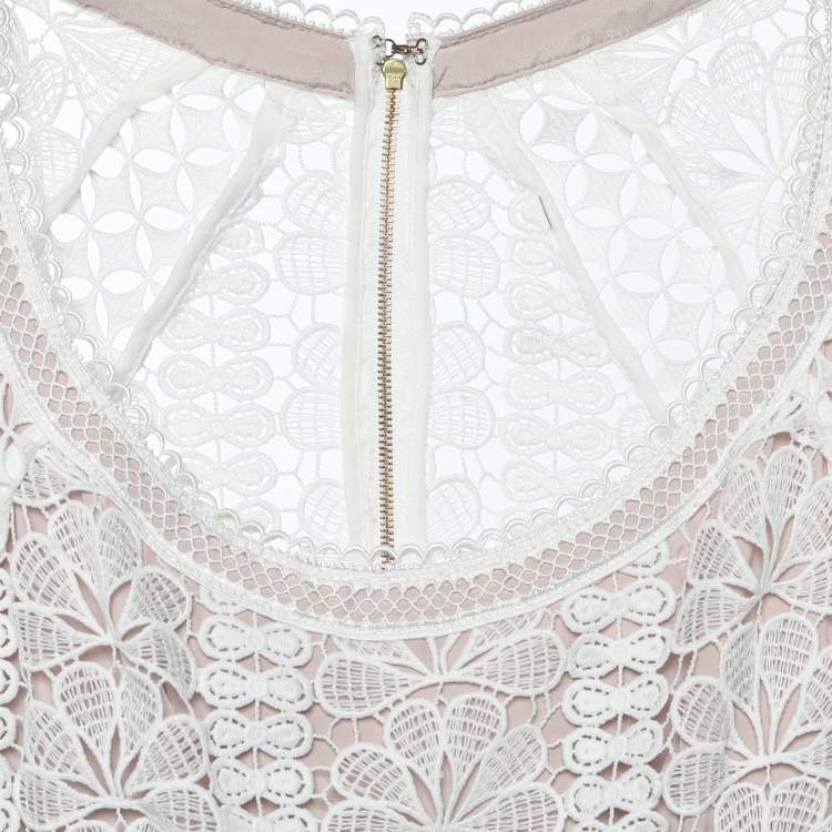 مملوكة مسبقًا Self-Portrait White Guipure Lace Midi Dress S