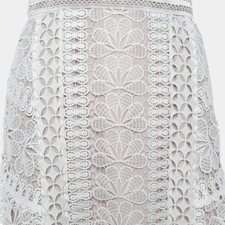 مملوكة مسبقًا Self-Portrait White Guipure Lace Midi Dress S