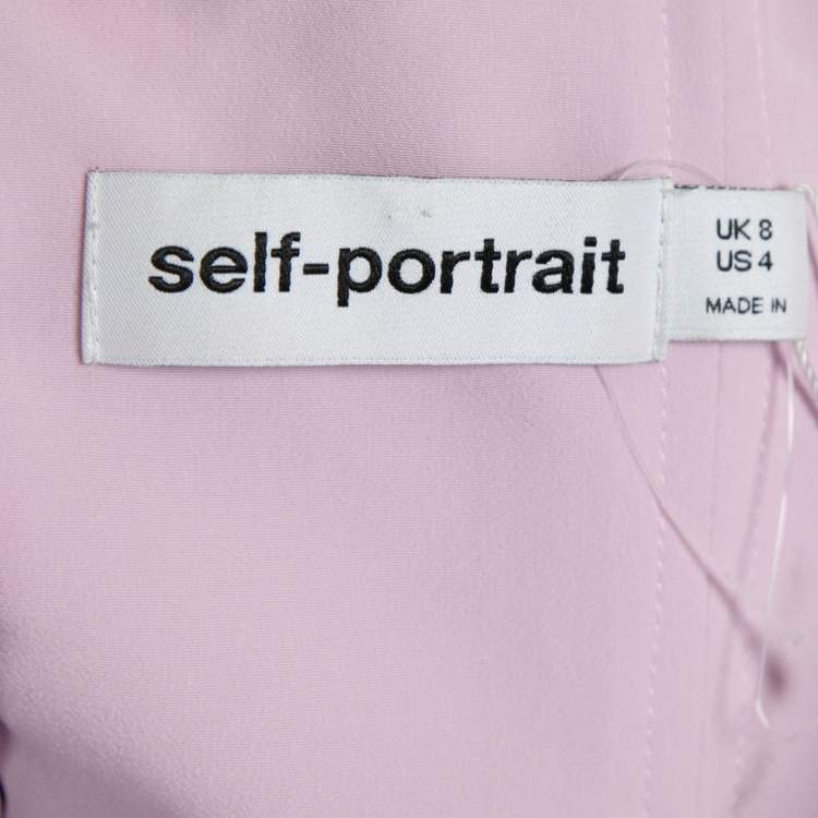Pre Owned Self-Portrait Pink Crepe Crystal-Embellished Mini Dress S