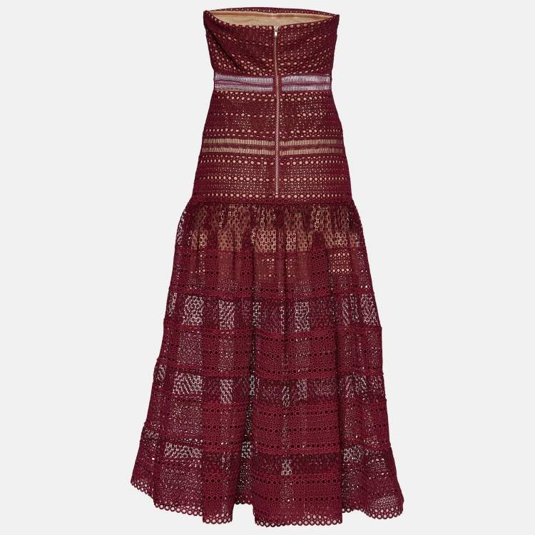 Burgundy self portrait outlet dress