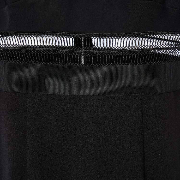 Pre Owned Self-Portrait Black Crepe & Lace Detail Sleeveless Midi Dress XS