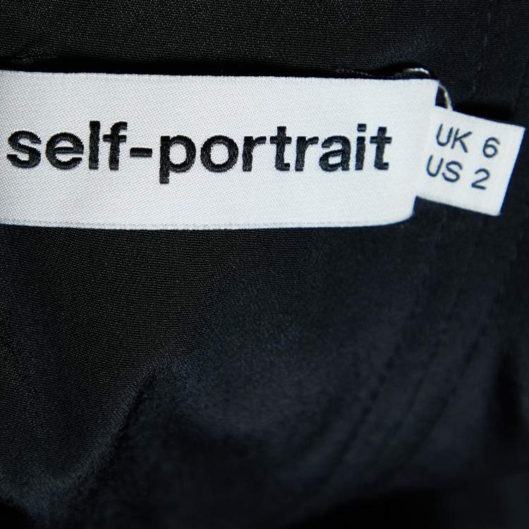 Pre Owned Self-Portrait Monochrome Cotton Ruffle Detail Jumpsuit S