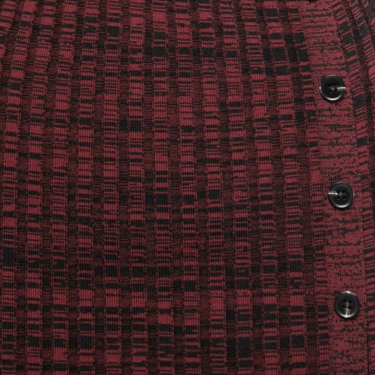 Pre Owned Self-Portrait Burgundy Rib Knit Long Sleeve Midi Dress S
