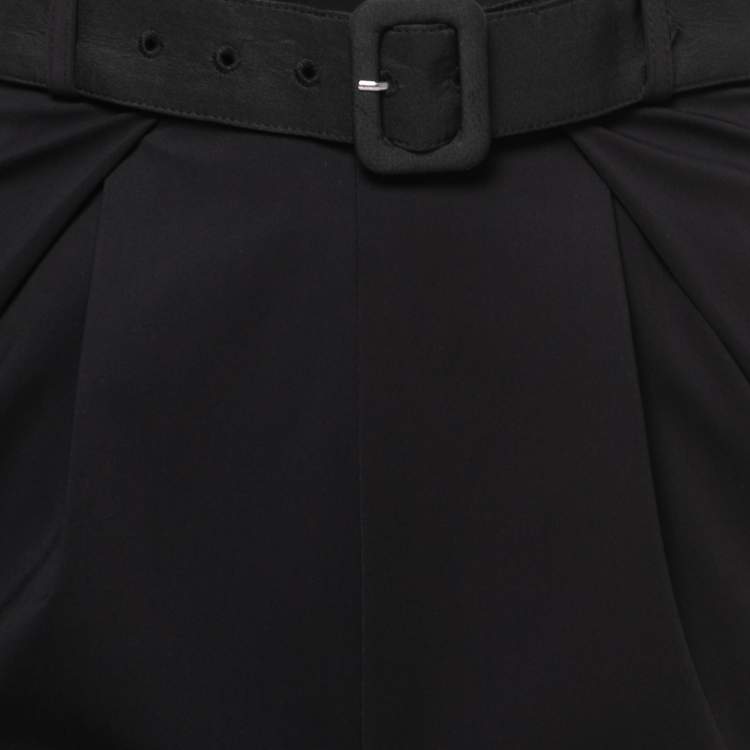 مملوكة مسبقًا Self-Portrait Black/White Taffeta Off Shoulder Belted Jumpsuit S