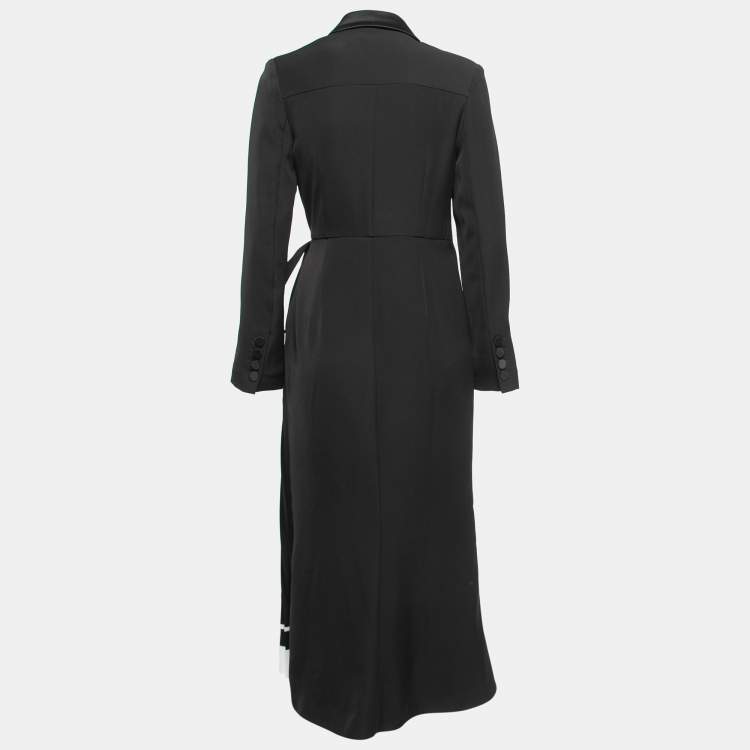 Pre Owned Self-Portrait Black Crepe Tailored Pleated Midi Dress S