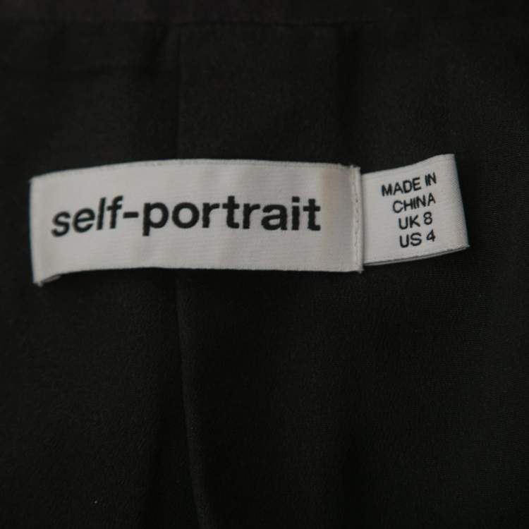 Pre Owned Self-Portrait Black Crepe Tailored Pleated Midi Dress S