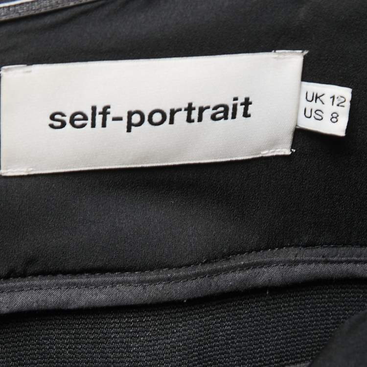 Pre Owned Self-Portrait Black Crepe Ruffled Cut-out Detail Strappy Jumpsuit M