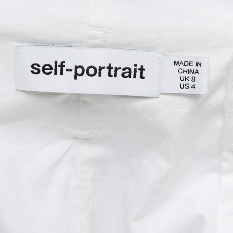 Pre Owned Self-Portrait White Cotton Blend Lace Belted Paperbag Shorts S