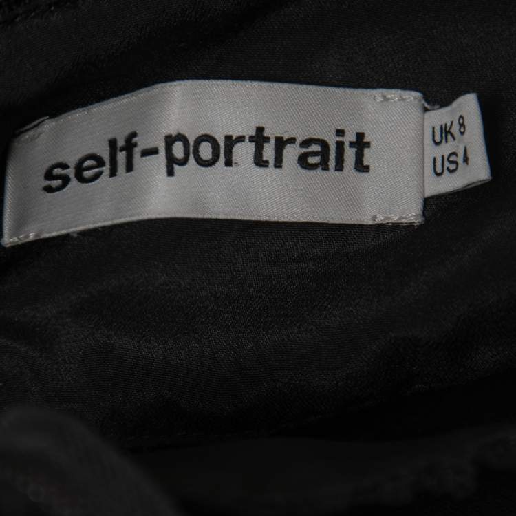 Pre Owned Self-Portrait Black Knit & Lace Trim Jumpsuit S