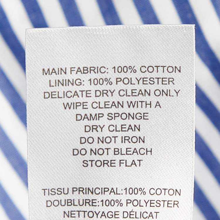 Pre Owned Self Portrait Blue and White Striped Ruffle Detail Off Shoulder Asymmetric Shirt L