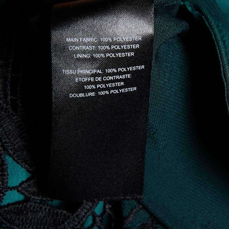Pre Owned Self-Portrait Dark Green Satin & Lace Shift Dress M