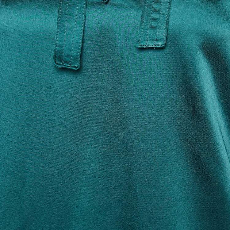 Pre Owned Self-Portrait Dark Green Satin & Lace Shift Dress M