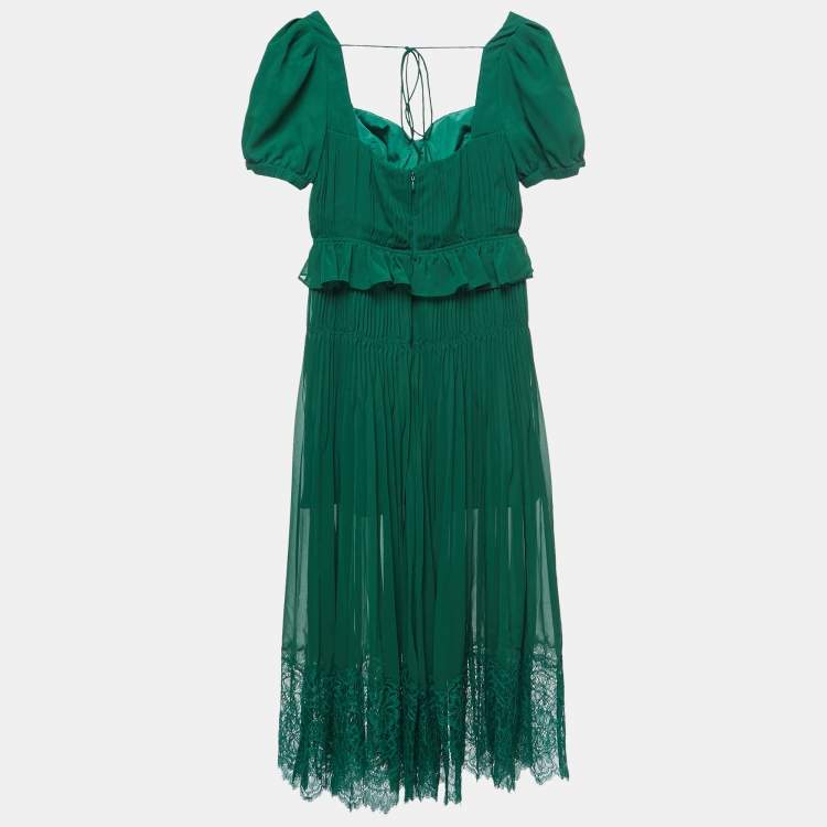 Self portrait pleated chiffon midi outlet dress