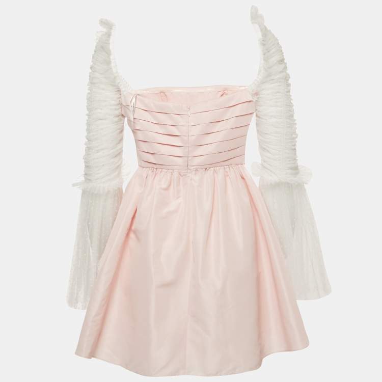 Pre Owned Self-Portrait Light pink Tulle Sleeve Mini Dress S
