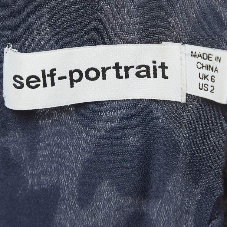 Pre Owned Self-Portrait Black Metallic Devoré-Velvet Asymmetric Top S