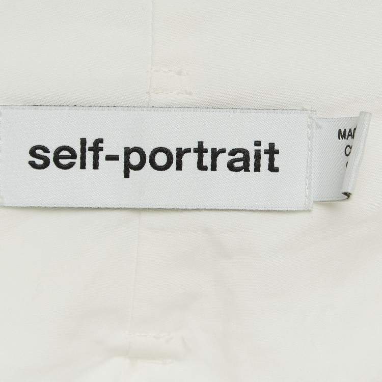 مملوكة مسبقًا Self-Portrait White Embroidered Cotton Belted Shorts S