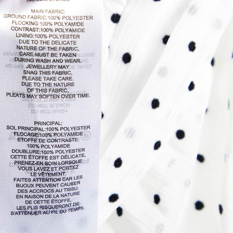 Pre Owned Self-Portrait White Flock Dotted Crinkle Chiffon Midi Dress L