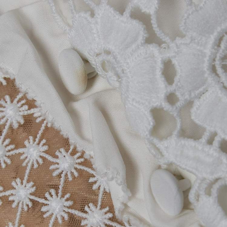 Pre Owned Self Portrait White Guipure Lace Detachable Yoke and Cotton Hudson Top M