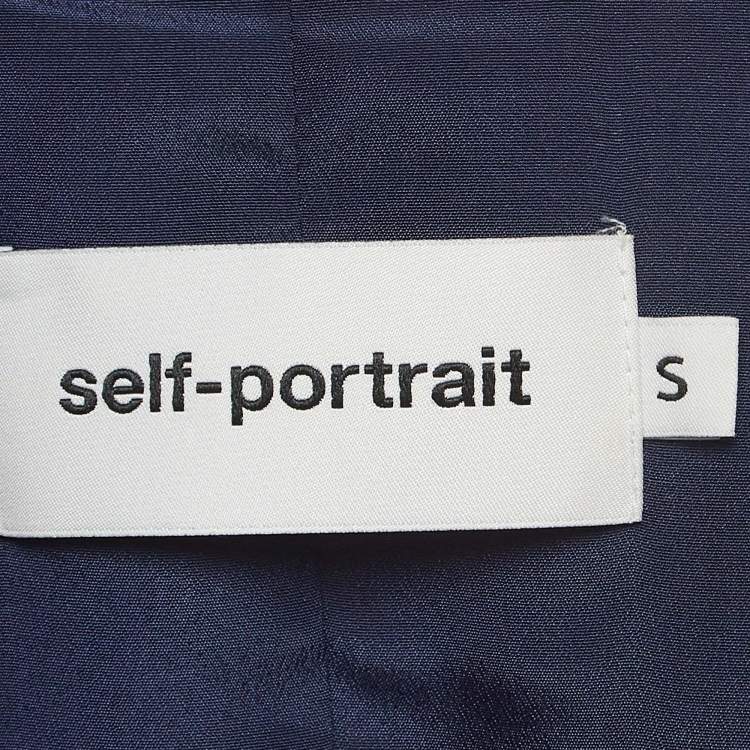 Pre Owned Self-Portrait Blue/Red Candy Stripe Satin Zipper Jacket S