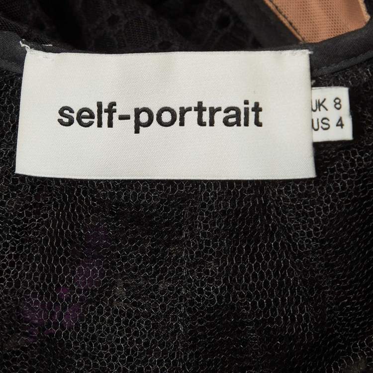 Pre Owned Self-Portrait Black Cotton Blend Peplum Blouse S