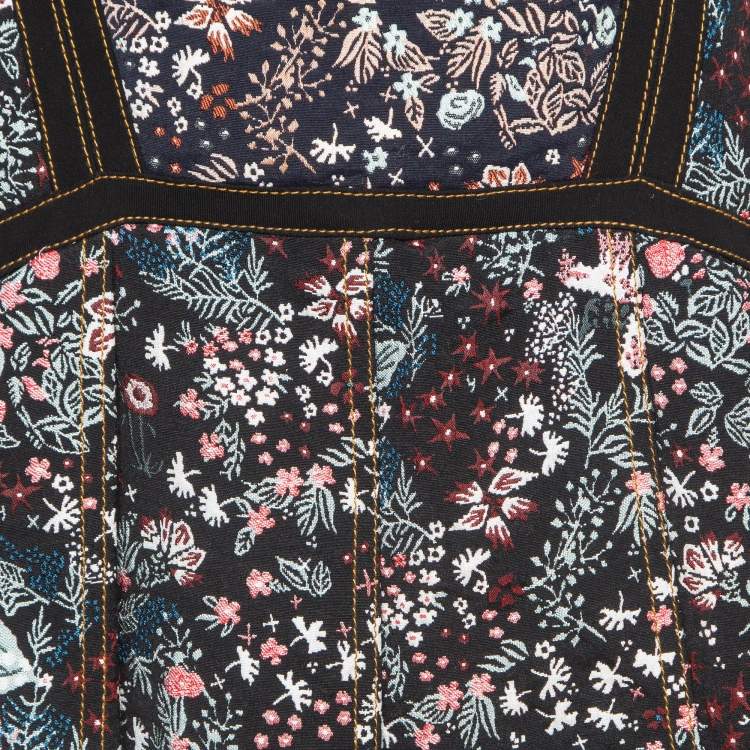 Pre Owned Self-Portrait Multicolor Floral Jacquard Cutout Detail Mini Dress M