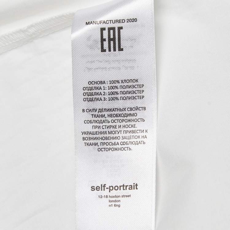 Pre Owned Self-Portrait White Cotton Lace Bib Top M