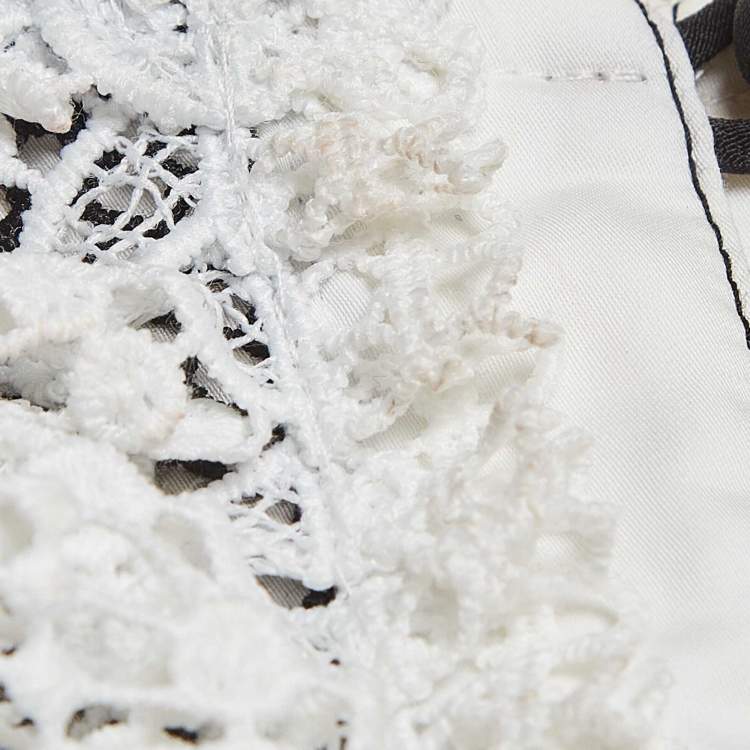 Pre Owned Self-Portrait White Cotton Lace Bib Top M