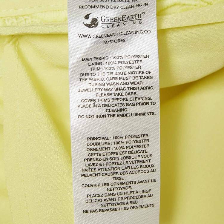 Pre Owned Self-Portrait Yellow Guipure Lace Mini Dress L