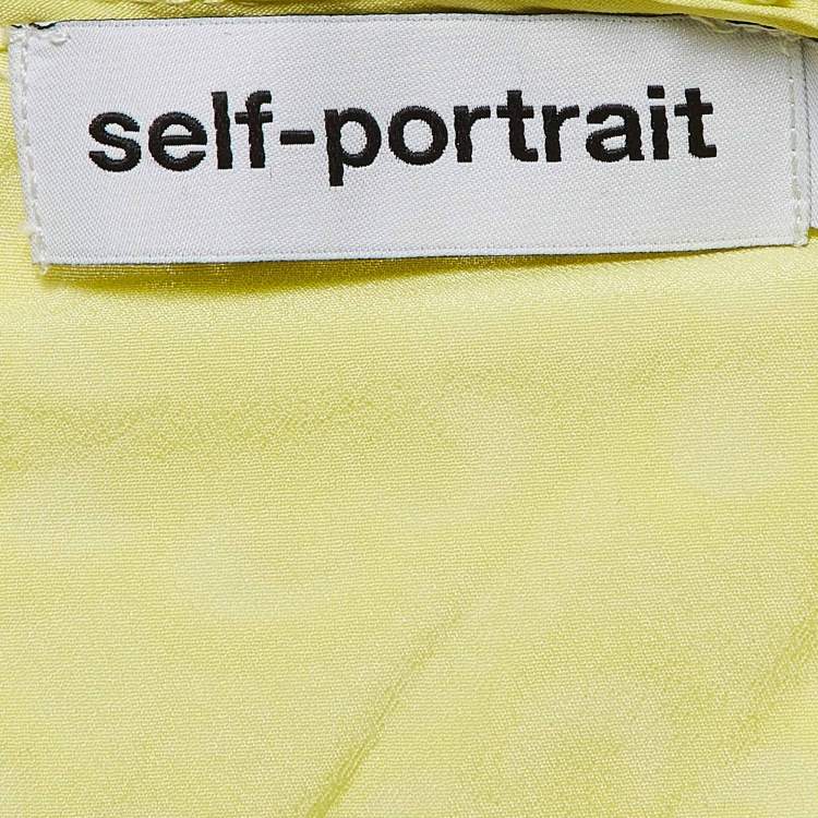 Pre Owned Self-Portrait Yellow Guipure Lace Mini Dress L