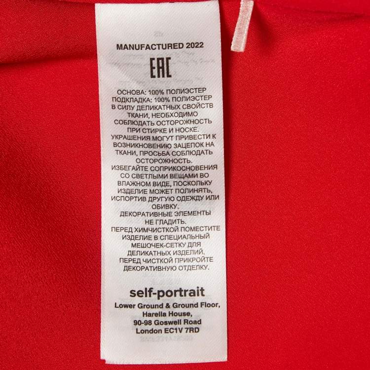 Pre Owned Self-Portrait Red Crystal Bow Crepe Mini Dress S