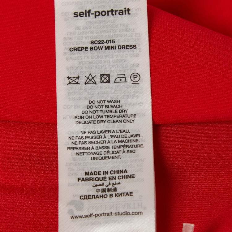 Pre Owned Self-Portrait Red Crystal Bow Crepe Mini Dress S