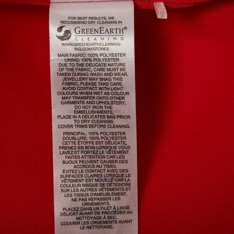 Pre Owned Self-Portrait Red Crystal Bow Crepe Mini Dress S