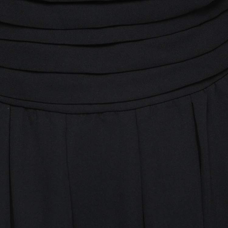 Pre Owned Self-Portrait Black Dots Mesh Sleeved Crepe Midi Dress L