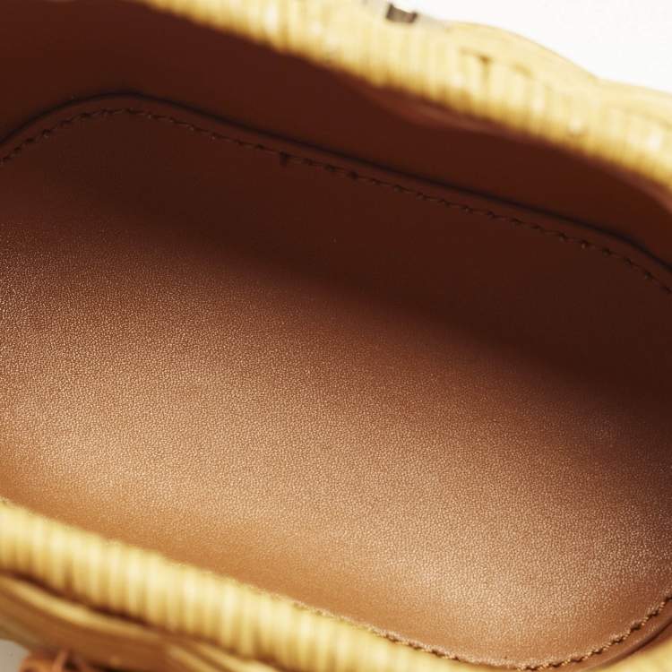 Pre Owned Self-Portrait Bow Brown/Cream Leather and Rattan Basket Bag