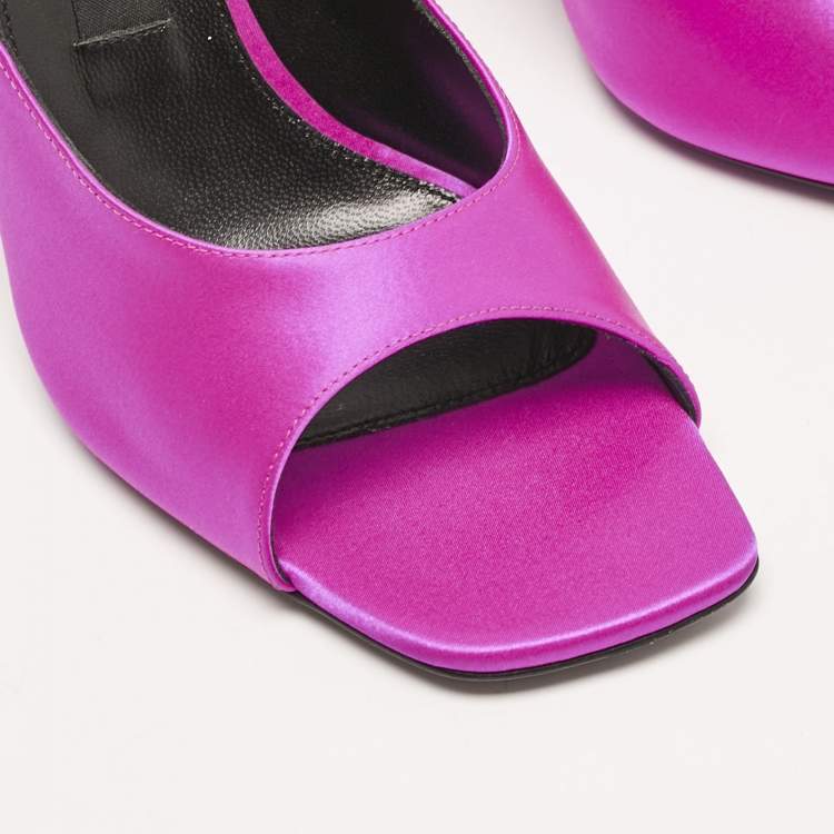 Pre Owned Sergio Rossi Magenta Satin Slide Sandals Size 40