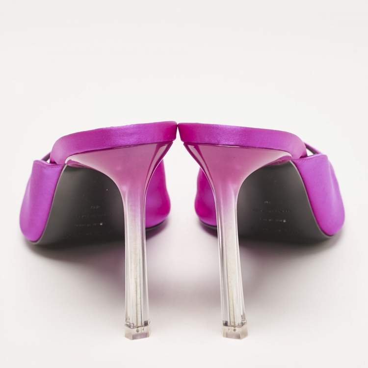 Pre Owned Sergio Rossi Magenta Satin Slide Sandals Size 40