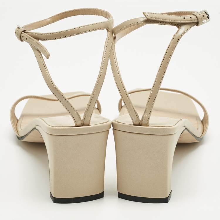Pre Owned Sergio Rossi Beige Leather Grazie Ankle Strap Sandals Size 40