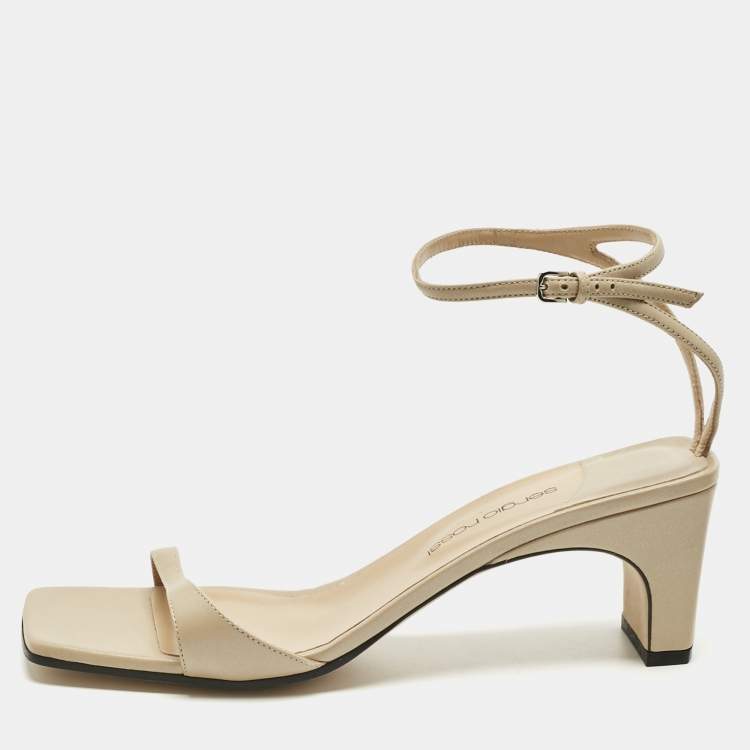 Pre Owned Sergio Rossi Beige Leather Grazie Ankle Strap Sandals Size 40