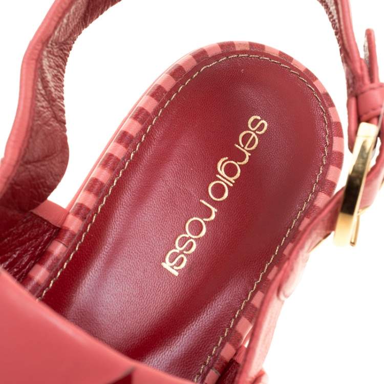 Pre Owned Sergio Rossi Two Tone Leather Strappy Open Toe Platfrom Sandals Size 40.5