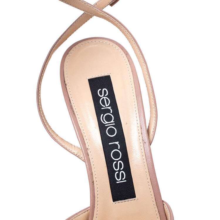 Pre Owned Sergio Rossi Beige Leather Kaia Knot Detail Platform Sandals Size 38