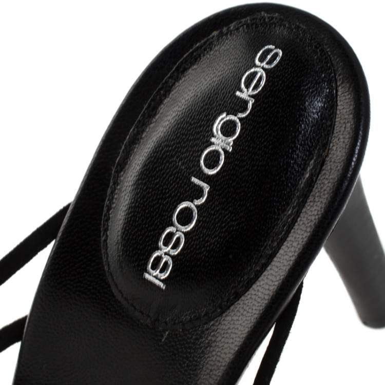 Pre Owned Sergio Rossi Black Strappy Suede Strappy Sandals Size 40