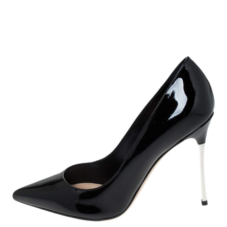 Pre Owned Sergio Rossi Black Patent Leather Pointed Toe Pumps Size 37