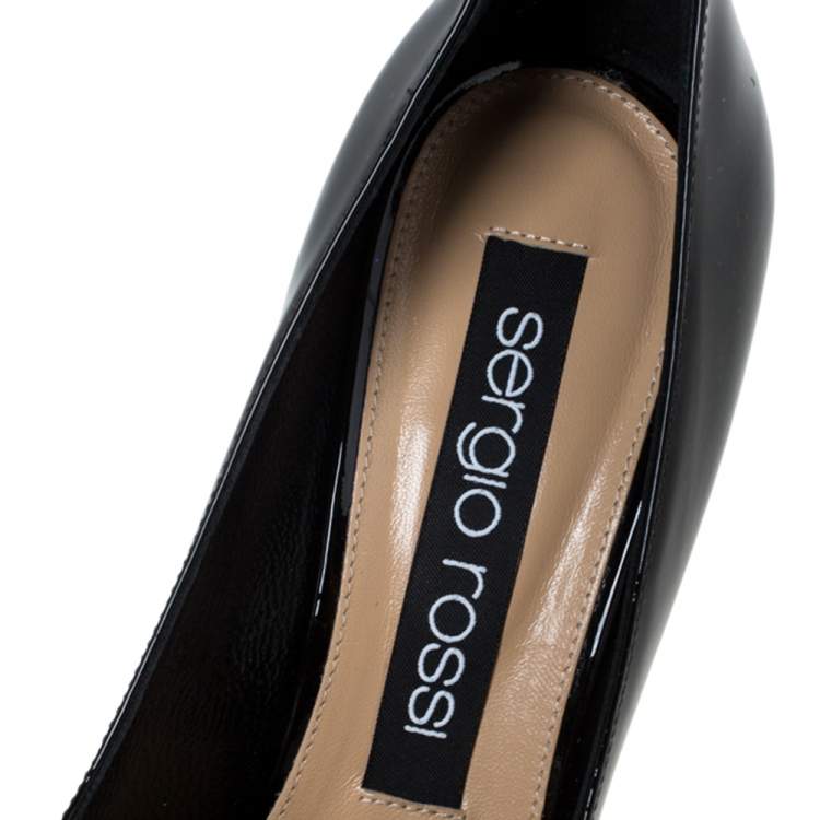 Pre Owned Sergio Rossi Black Patent Leather Pointed Toe Pumps Size 37