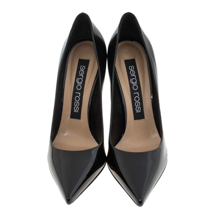 Pre Owned Sergio Rossi Black Patent Leather Pointed Toe Pumps Size 37