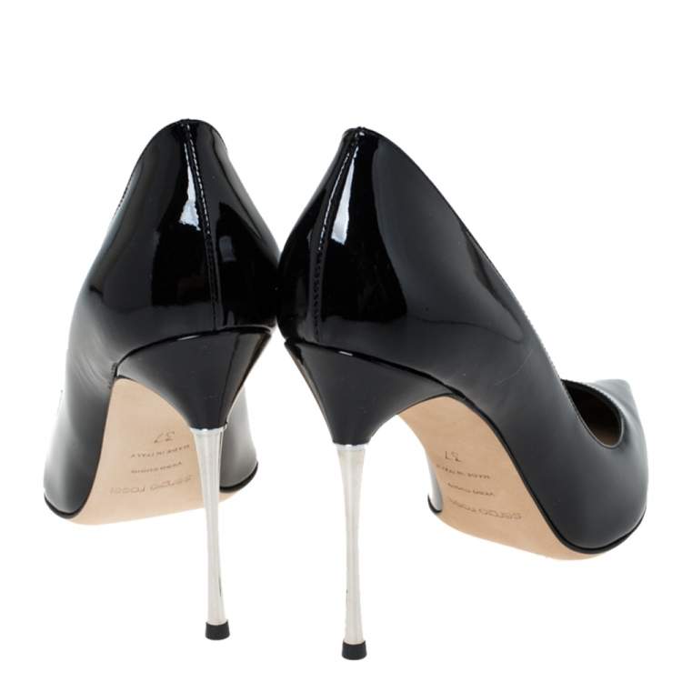 Pre Owned Sergio Rossi Black Patent Leather Pointed Toe Pumps Size 37