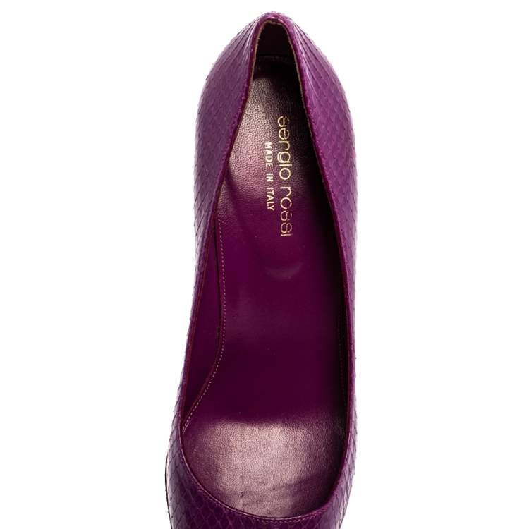 Pre Owned Sergio Rossi Purple Python Peep Toe Platform Pumps Size 38