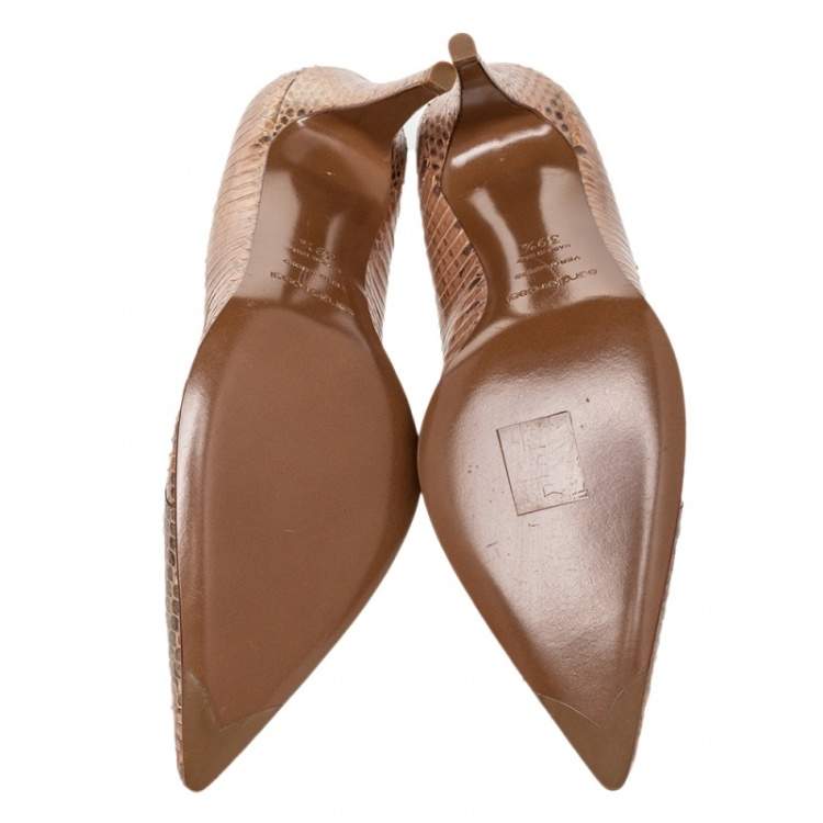 Pre Owned Sergio Rossi Brown Python Pointed Toe Pumps Size 39.5
