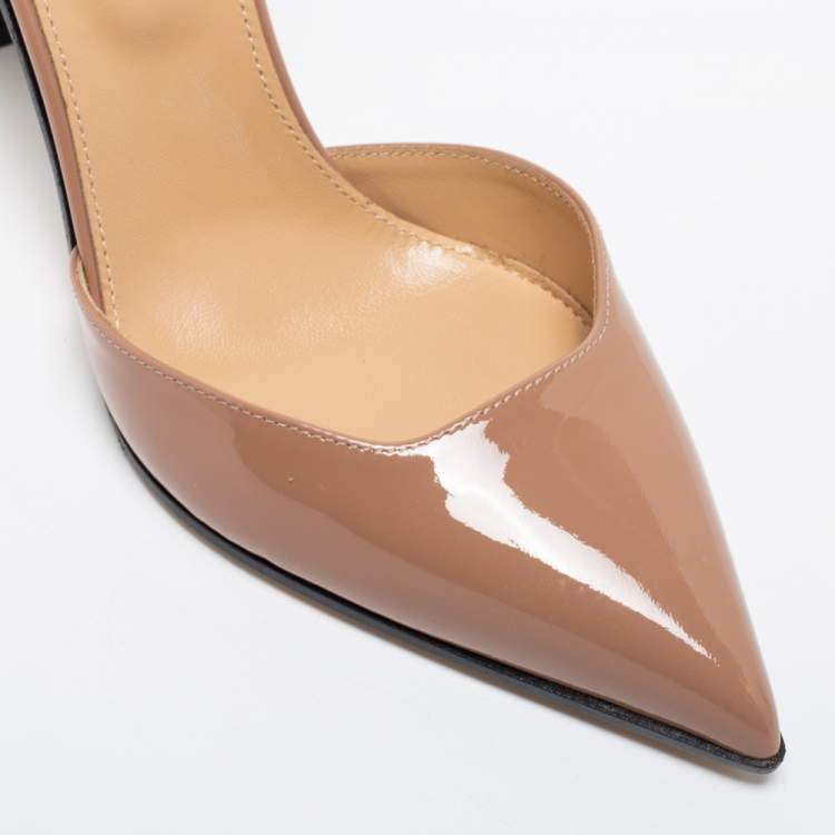 Pre Owned Sergio Rossi Brown Patent Leather Ankle Strap Sandals Size 36.5 